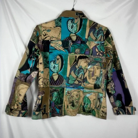Mirror Image Vintage Denim Jacket W/Colorful Abstract Art.  Size Medium.  EUC. - Picture 4 of 11